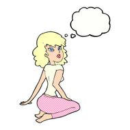 cartoon pretty woman with thought bubble N257