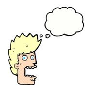 cartoon terrified man with thought bubble N217
