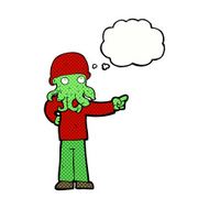cartoon alien monster man with thought bubble N19