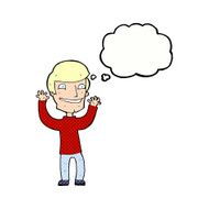 cartoon excited man with thought bubble N65