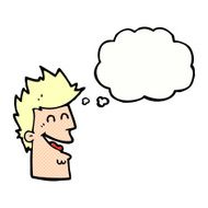 cartoon happy man with thought bubble N444