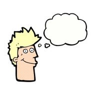 cartoon happy man with thought bubble N445