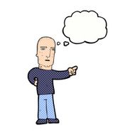 cartoon tough guy pointing with thought bubble N10