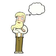 cartoon bearded hipster man with thought bubble N10