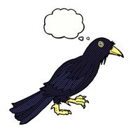 cartoon crow with thought bubble N13