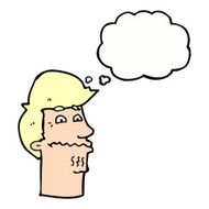 cartoon nervous man with thought bubble N134