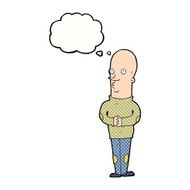 cartoon funny bald man with thought bubble N9