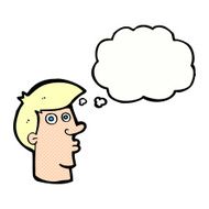 cartoon confused man with thought bubble N39