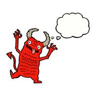 cartoon demon with thought bubble N10