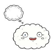 happy cartoon cloud with thought bubble N15