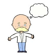 cartoon bald man with open arms thought bubble N10