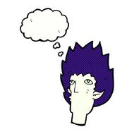 cartoon vampire face with thought bubble N35