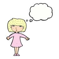 cartoon surprised woman with thought bubble N236