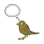 cartoon garden bird with thought bubble N37