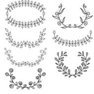 Set of different floral hand drawn vector victory laurel