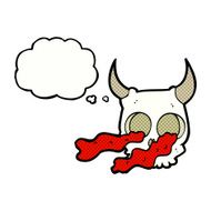 cartoon halloween skull with thought bubble N6