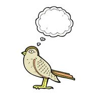 cartoon garden bird with thought bubble N38