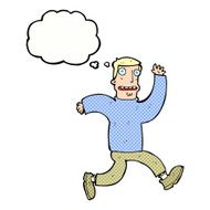 cartoon terrified man with thought bubble N218