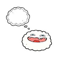 happy cartoon cloud with thought bubble N16