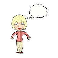 cartoon surprised woman with thought bubble N238