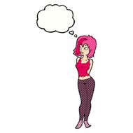 cartoon attractive girl with thought bubble N16