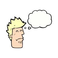 cartoon man feeling sick with thought bubble N8