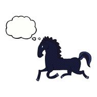 cartoon running black stallion with thought bubble N2