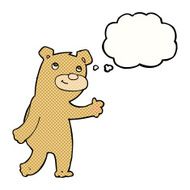 cartoon happy waving bear with thought bubble N2