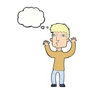 cartoon anxious man with thought bubble N10