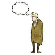 cartoon bad tempered man with thought bubble N8