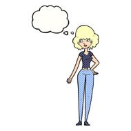 cartoon pretty woman with thought bubble N258