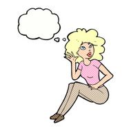 cartoon woman listening with thought bubble N9