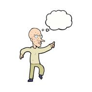 cartoon angry old man with thought bubble N136