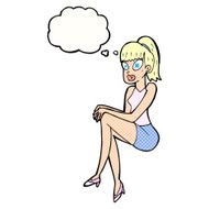 cartoon pretty woman with thought bubble N260