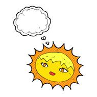cartoon pretty sun with thought bubble N6