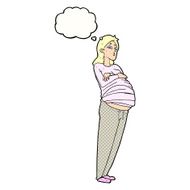 cartoon pregnant woman with thought bubble N18