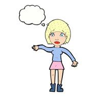 cartoon surprised woman with thought bubble N239