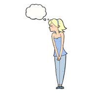 cartoon pretty woman with thought bubble N261