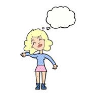 cartoon woman only joking with thought bubble N10