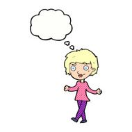 cartoon confused woman with thought bubble N81