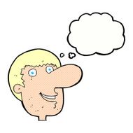 cartoon happy male face with thought bubble N18