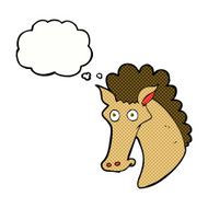 cartoon horse head with thought bubble N9