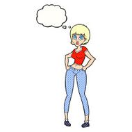 cartoon pretty woman with thought bubble N262
