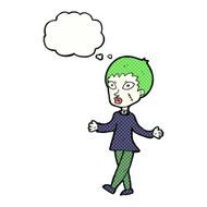 cartoon halloween zombie woman with thought bubble N10