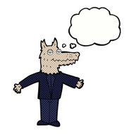 cartoon wolf with thought bubble N19