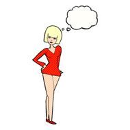 cartoon pretty woman with thought bubble N263