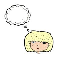 cartoon female face with thought bubble N142