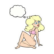 cartoon sexy woman in underwear with thought bubble N18