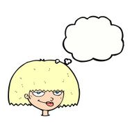 cartoon mean female face with thought bubble N10
