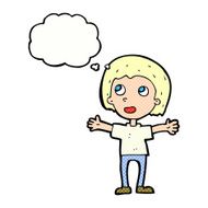 cartoon happy person with thought bubble N28
